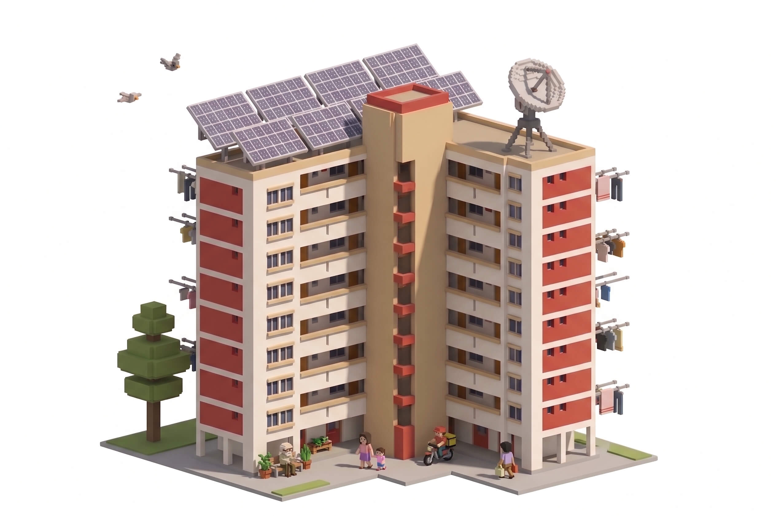 An illustrated HDB block